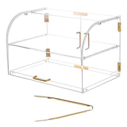 Bakery Display Case, 2-Tier Acrylic, Magnetic Doors