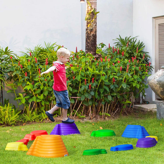 Balance Stones Stepping Stones komplekts, 11 līdzsvara spēles priekšmeti iekštelpām un āra zonām, iztur svaru līdz 100 kg