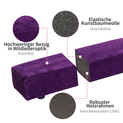 Līdzsvara sija 210 cm, salokāma, paredzēta lietošanai iekštelpās un ārā, līdzsvara sija līdz 120 kg, violeta, ideāli piemērota vingrošanai un treniņiem |