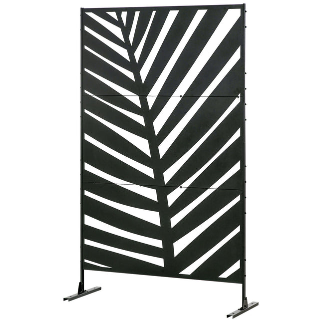 Balkona Aizslietnis Ar Banāna Lapas Rakstu, 122X198Cm, Tērauda Melns, Dārzam Un Terasei