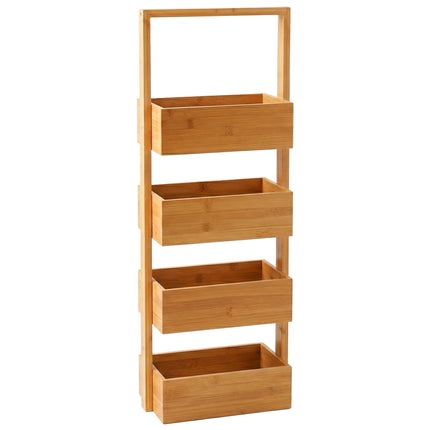 Bambusa vannas istabas plaukts ar 4 groziem, 88x28x16 cm
