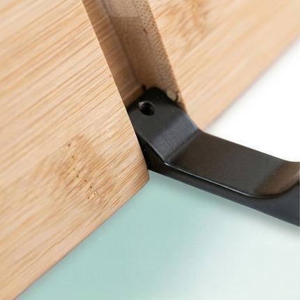 Bamboo Coat Rack With Folding Hooks, Black Accents
