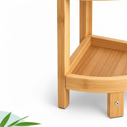Bamboo Corner Shelf with 5 Half-Round Shelves, Freestanding, Natural