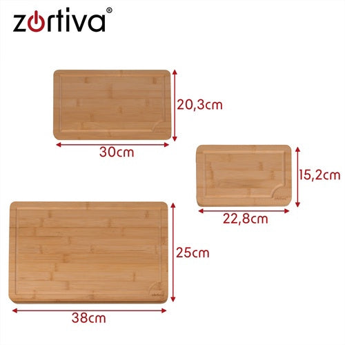 Bambusa griešanas dēļu komplekts ar statīvu – 3 izmēri, drenāžas rievas