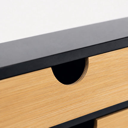 Bamboo Desk Organiser with 3 Drawers, 20 x 33 x 21 cm, Black