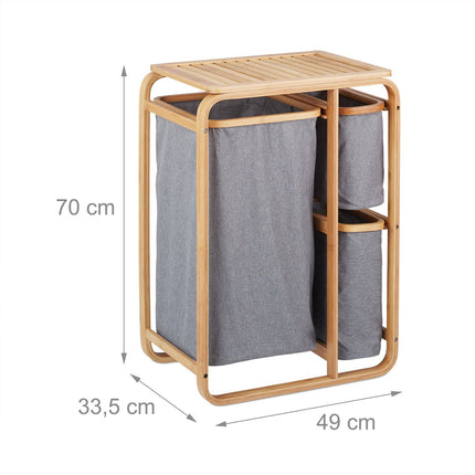 Bamboo Laundry Basket Shelf in Grey