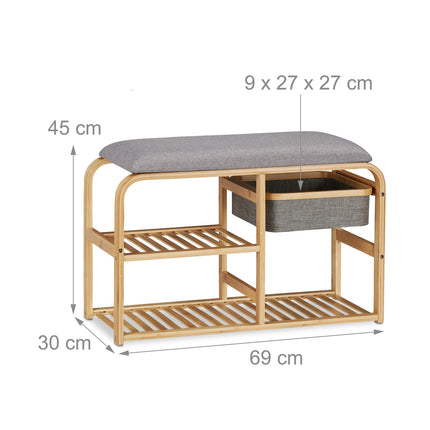 Bamboo Shoe Bench with Compartments
