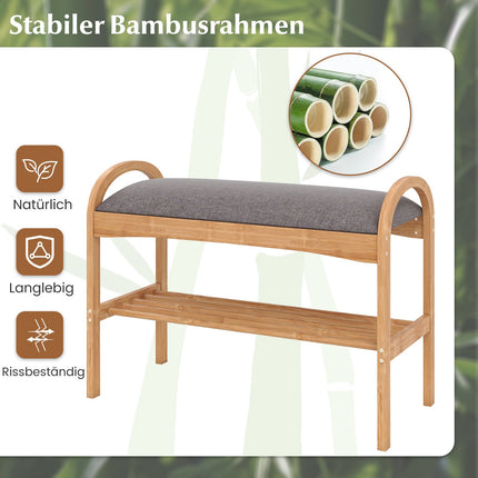 Bambusa apavu sols ar spilvenu, 2 līmeņi, 70x31,5x51 cm
