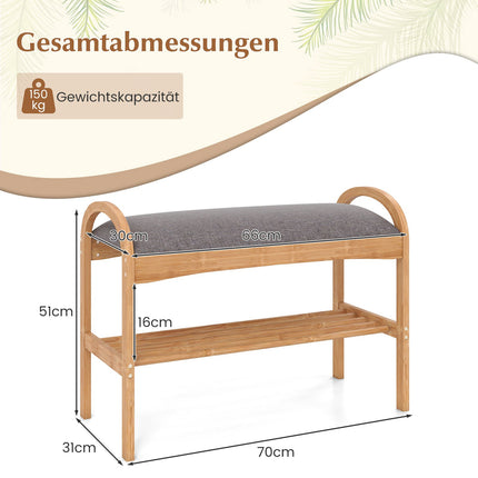 Bambusa apavu sols ar spilvenu, 2 līmeņi, 70x31,5x51 cm