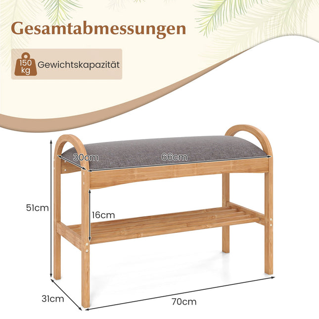 Bambusa apavu sols ar spilvenu, 2 līmeņi, 70x31,5x51 cm