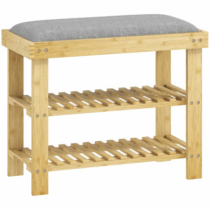 Bambusa apavu sols ar uzglabāšanas vietu, 2 plaukti, 60x29x49 cm, pelēks