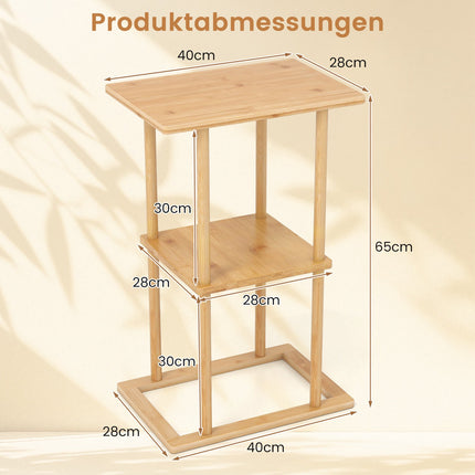 Bambusa sānu galdiņu komplekts ar plauktiem, 40x28x65 cm