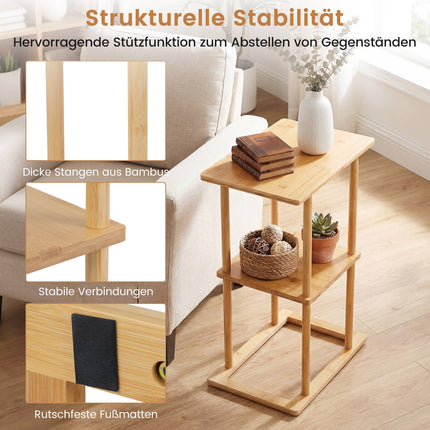 Bambusa sānu galdiņu komplekts ar plauktiem, 40x28x65 cm