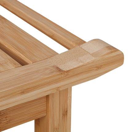 Bamboo bathroom stool with handle and shelf