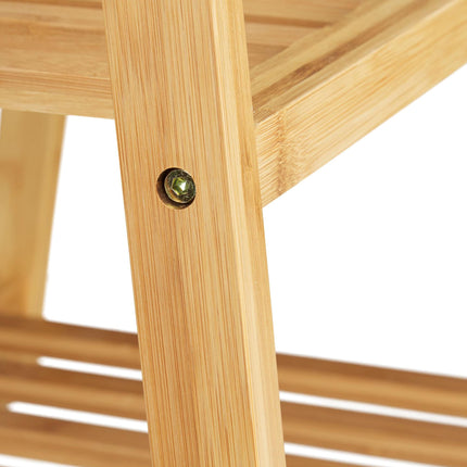 Bamboo clothes rack with 2 shelves