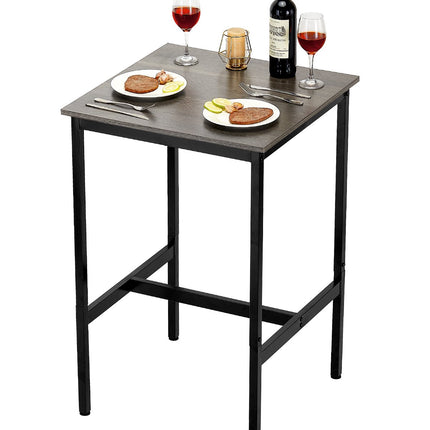Bar Height Pub Table, Metal Frame, Rustic Brown, 24x24x36 in