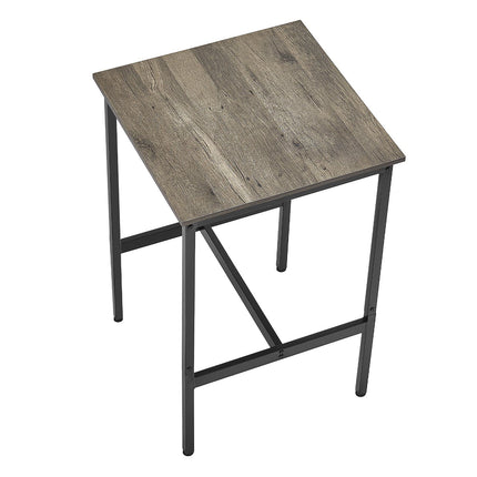 Bar Height Pub Table, Metal Frame, Rustic Brown, 24x24x36 in