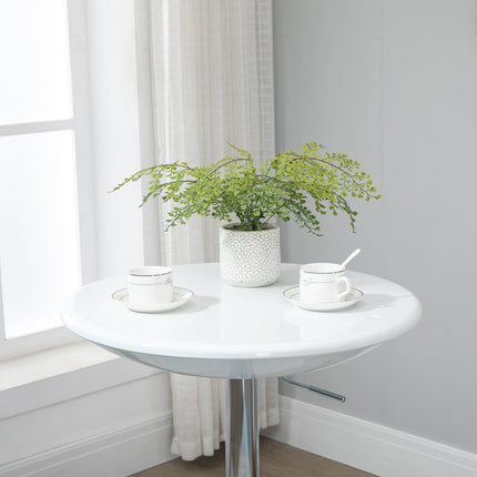 Bāra galds, moderns ēdamgalds, rakstāmgalds, regulējams augstums, metāls, ABS krāsa, balts, Ø61 x 76-97 cm