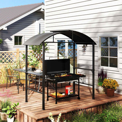 Windproof steel barbecue pavilion, double roof, UV protection