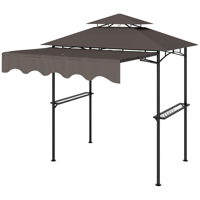Grila paviljons 242x149x248 cm, ūdeni atgrūdošs, liesmu slāpējošs dārza paviljons ar divslāņu jumta sānu plauktiem, UV 30+ dārza lapenes, grila paviljons, dārza telts dārza piknikam, grila kafijai