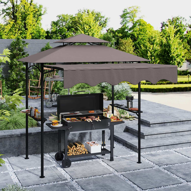 Grila paviljons 242x149x248 cm, ūdeni atgrūdošs, liesmu slāpējošs dārza paviljons ar divslāņu jumta sānu plauktiem, UV 30+ dārza lapenes, grila paviljons, dārza telts dārza piknikam, grila kafijai