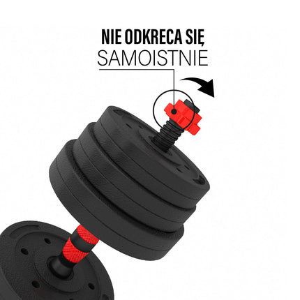 Stieņa un hanteļu komplekts, 20 kg, kompozītmateriāls