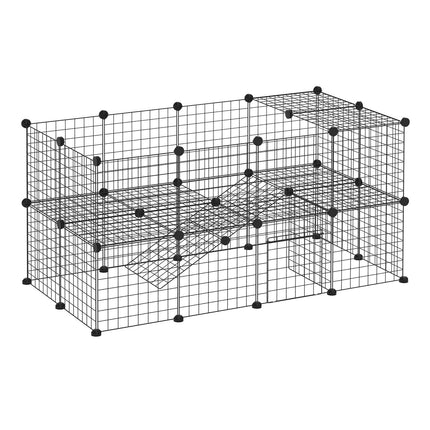 Barjeras Pašdarināts Aploks Maziem Dzīvniekiem, Kucēnu Aploks, 36 Paneļi, Melns, 146X73X73Cm