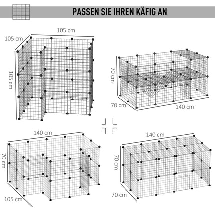 Barjeras Pašdarināts Aploks Maziem Dzīvniekiem, Kucēnu Aploks, 36 Paneļi, Melns, 146X73X73Cm