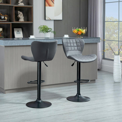 Adjustable Gray Bar Stools Set of 2 - Backrest & Footrest