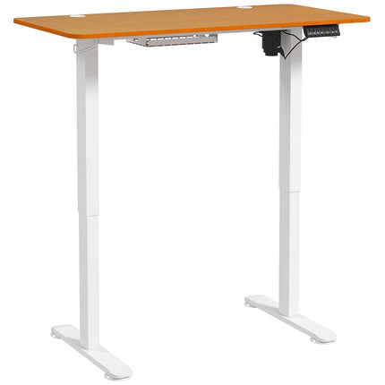 Bāra galds ar regulējamu augstumu, elektriski regulējams, 120x60x72-116cm, ar triecienizturīgu aprīkojumu, kabeļu kasti, āķi pakarināšanai, skaidu plātne, dabīgs koks