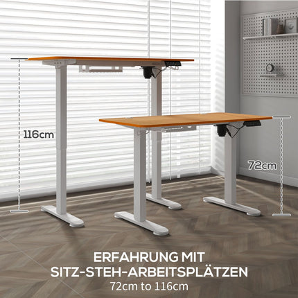 Bāra galds ar regulējamu augstumu, elektriski regulējams, 120x60x72-116cm, ar triecienizturīgu aprīkojumu, kabeļu kasti, āķi pakarināšanai, skaidu plātne, dabīgs koks