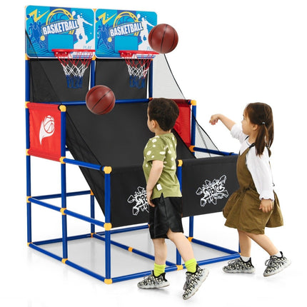 Basketbola arkādes spēle bērniem, basketbola statīvs ar 2 groziem, 90 x 90 x 140 cm
