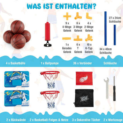 Basketbola arkādes spēle bērniem, basketbola statīvs ar 2 groziem, 90 x 90 x 140 cm