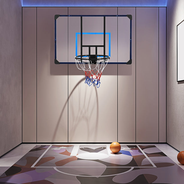 Basketbola grozs, basketbola dēlis ar grozu un tīklu, stiprināms pie sienas, paredzēts lietošanai ārā, tērauds, 113 x 61 x 73 cm