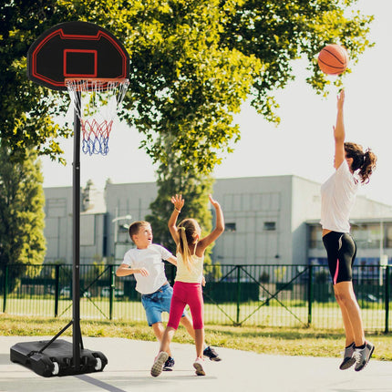 Adjustable outdoor basketball hoop with wheels, 195-250 Cm