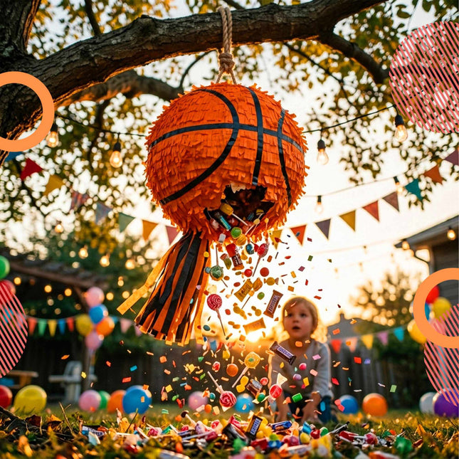 Basketbola pinjatas komplekts ar nūju un masku, 25 cm