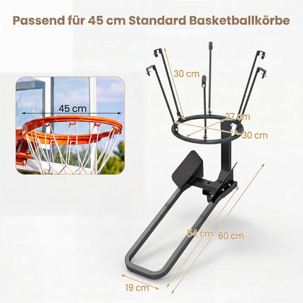 Basketbola bumbas atgriešanas stiprinājums, izturīgs metāls, 6 āķi