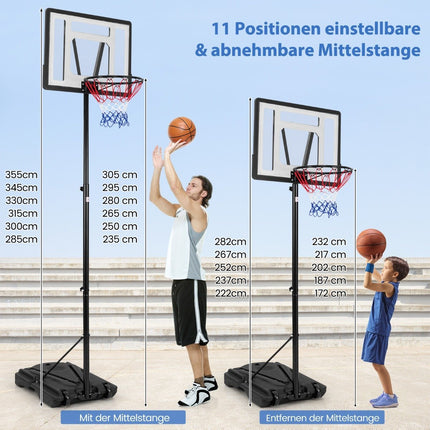 Basketbola groza statīvs āra lietošanai 172-305 cm augstumā ar regulējamu grozu sistēmu un noņemamu centrālo cauruli