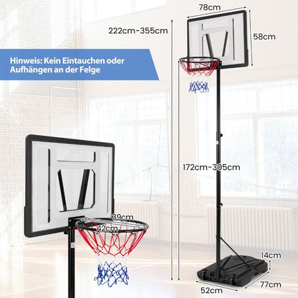 Basketbola groza statīvs āra lietošanai 172-305 cm augstumā ar regulējamu grozu sistēmu un noņemamu centrālo cauruli
