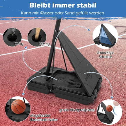 Basketbola statīvs 150-305 cm augstumā regulējams basketbola grozs āra lietošanai ar statīvu