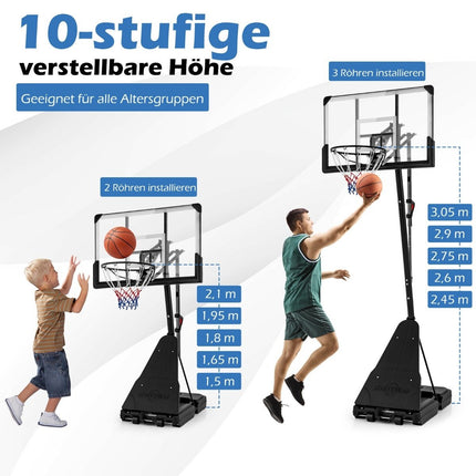 Basketbola statīvs 150-305 cm augstumā regulējams basketbola grozs āra lietošanai ar statīvu
