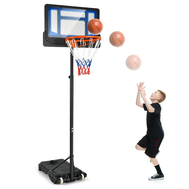 Basketbola statīvs 90/158-210 cm augstumā regulējams basketbola grozs ar statīvu, laikapstākļiem izturīgs, iekštelpām un āra lietošanai, zils