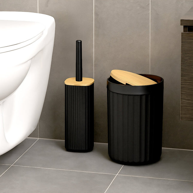 Vannas istabas aksesuāru komplekts, 6 daļas, plastmasa un bambuss