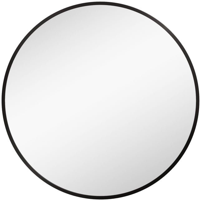 Round black bathroom mirror, aluminum frame, Ø60 cm