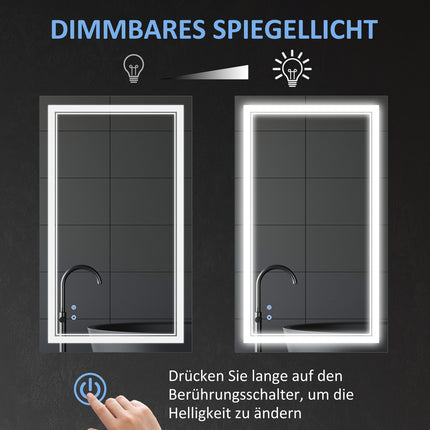 LED Bathroom Mirror, Touch Switch, 3 light colors, Waterproof