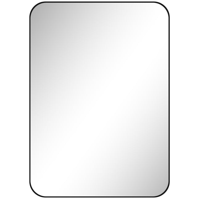 Bathroom Mirror, Safety Film, Metal Frame, 50x70 cm, Black