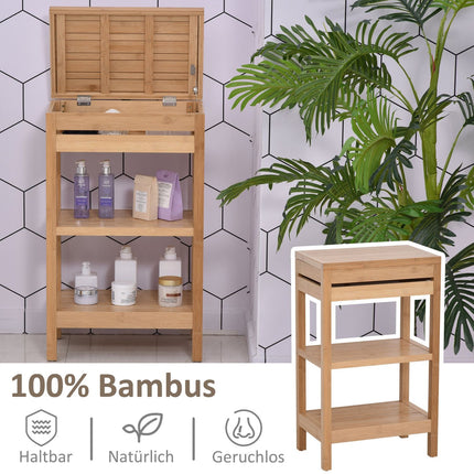 Vannas istabas plaukts ar atveramu vāku, izgatavots no bambusa, dabīgs, 46x29,5x76,5 cm