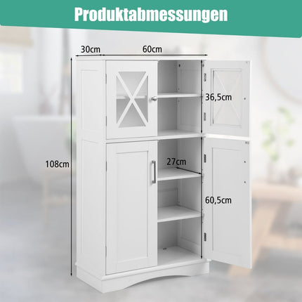 Vannas istabas uzglabāšanas skapis, balts, 60x30x108 cm, regulējami plaukti