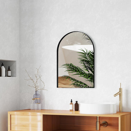 Vannas istabas spogulis 50 x 70 cm spogulis ar triecienizturīgu plēvi, vannas istabas spogulis ar alumīnija rāmi, sienas spogulis vannas istabai, guļamistabai, melns
