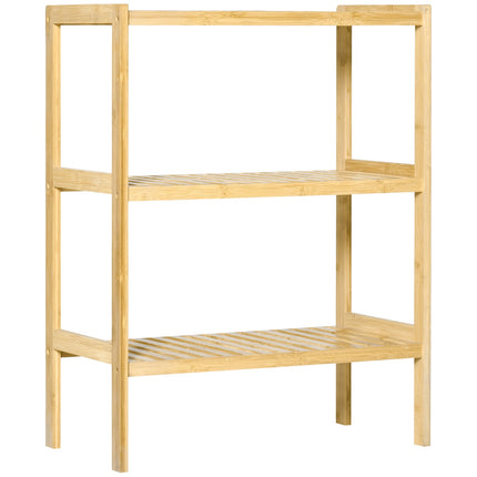 Vannas istabas plaukts, stāvplaukts ar 3 līmeņiem, bambusa plaukts, virtuves plaukts, vannas istabai, virtuvei, viesistabai, gaitenim, dabīgs, 62 x 33 x 80 cm